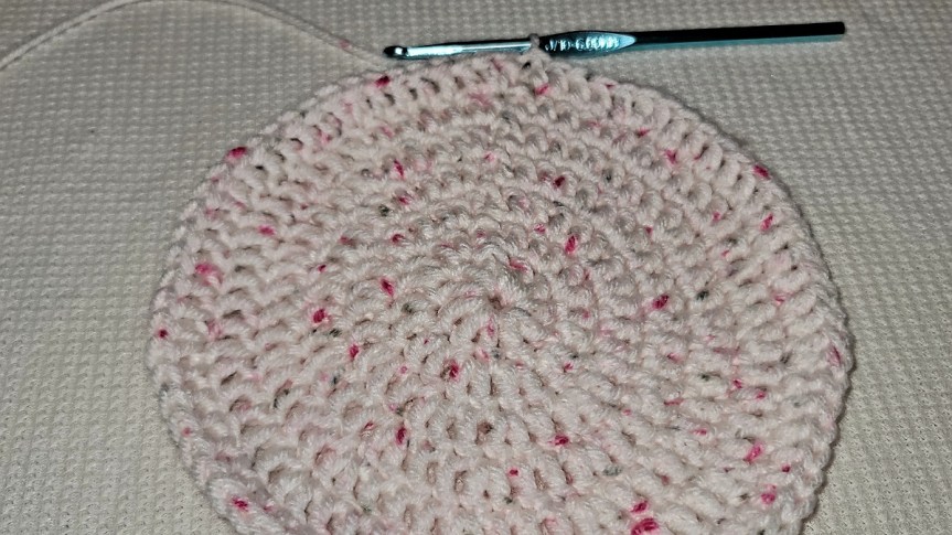 WIP 003 CROCHET SLOUCHY BEANIE FOR HER IN CRUSHED RASPERRY FLECK&nbsp;COLORWAY