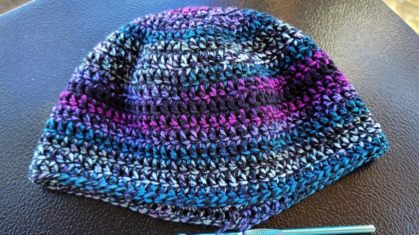 WIP 001 CROCHET SLOUCHY BEANIE FOR HER IN MOODY MOSAICS&nbsp;COLORWAY