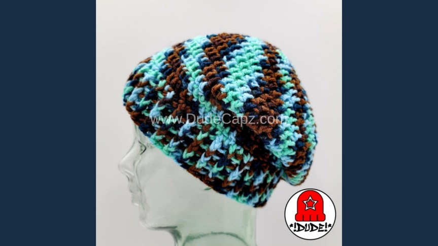 MEN’S OMBRE SERIES CROCHET SLOUCHY BEANIE 001 IN CASTLE ROCK&nbsp;COLORWAY