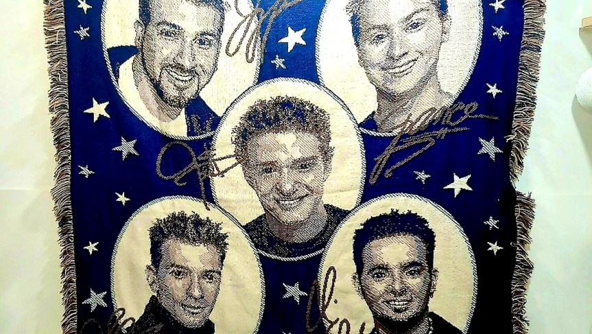 NSYNC WOVEN TAPESTRY STYLE THROW BLANKET BOY BAND&nbsp;PORTRAITS