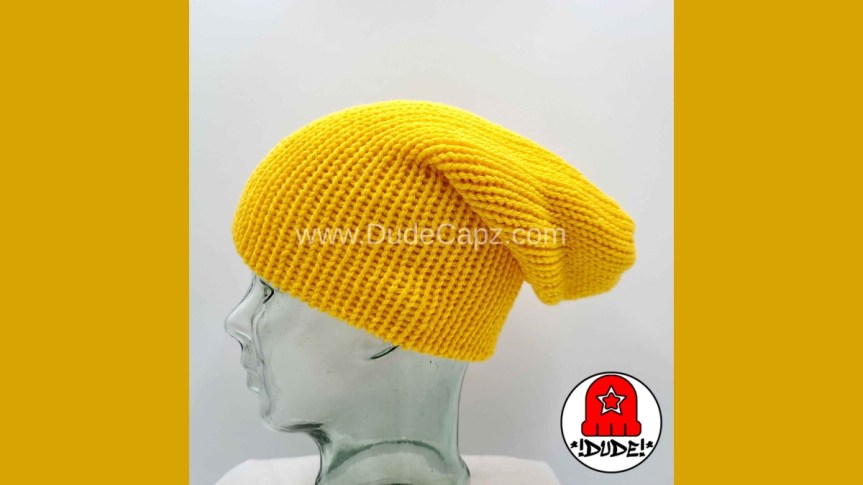 MEN’S NIGHTWATCH SOLID COLOR KNIT SLOUCHY BEANIE 003 IN&nbsp;YELLOW
